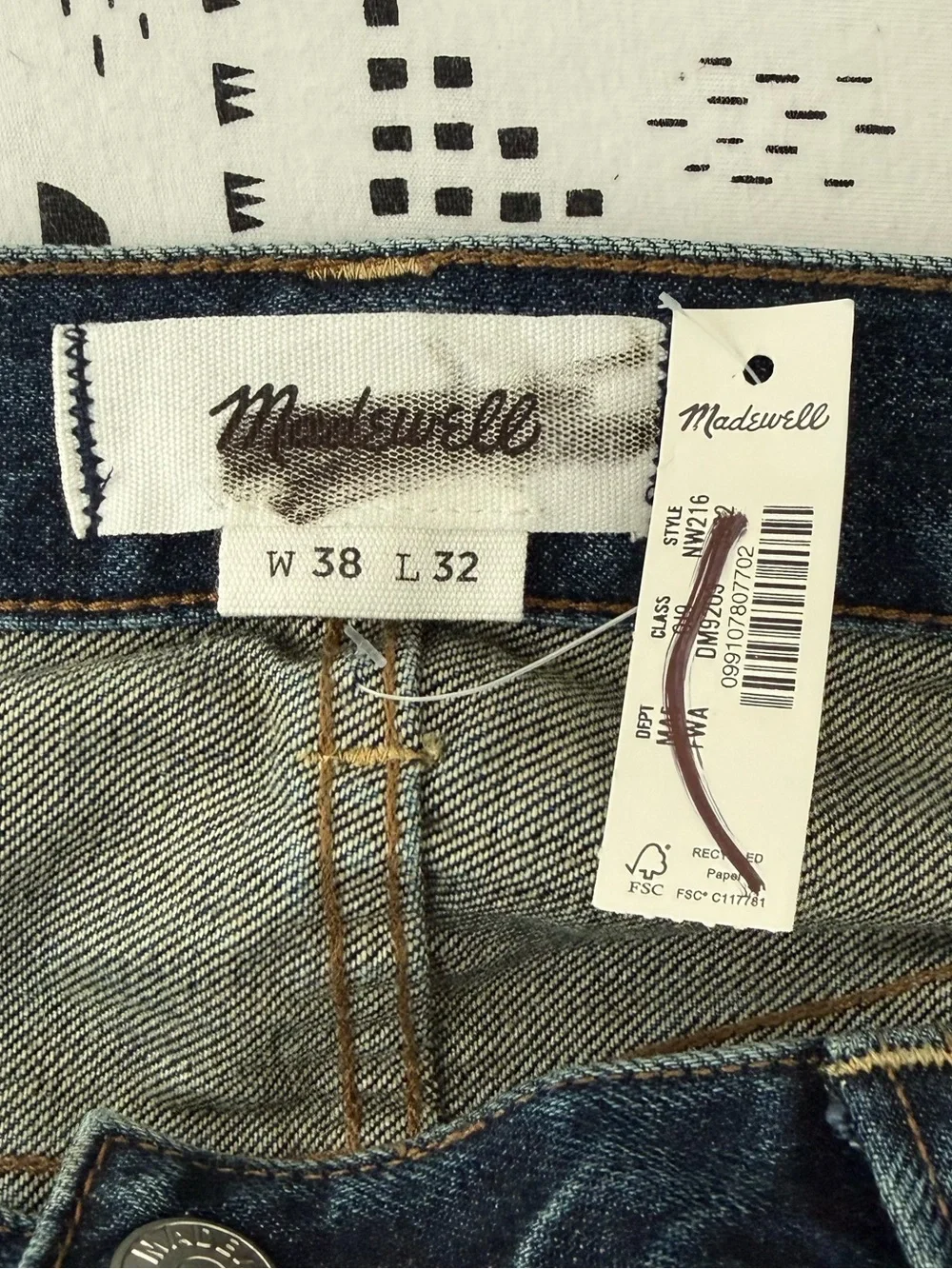 NWT Madewell The 1991 Straight-Leg Jean in Japanese Denim Fairside Wash 38x32